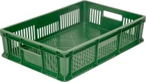 Ящик 600х400х140 мм перфорированный с ручками зеленый Ящик 600х400х140 мм перфорированный с ручками зеленый