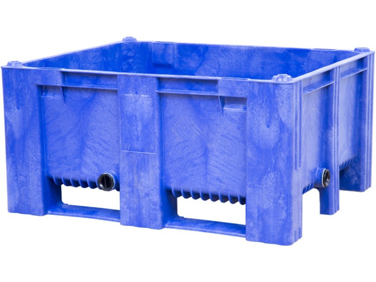 BoxPallet 1200х1000х580 мм сплошной на 2-х полозьях синий с 2 СП2 купить в Сыктывкаре