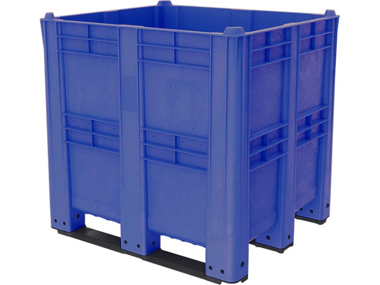 BoxPallet 1300х1150х1250 сплошной, на 3 полозьях синий купить в Сыктывкаре