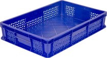 Ящик 600х400х120 перфорированный, без ручек синий