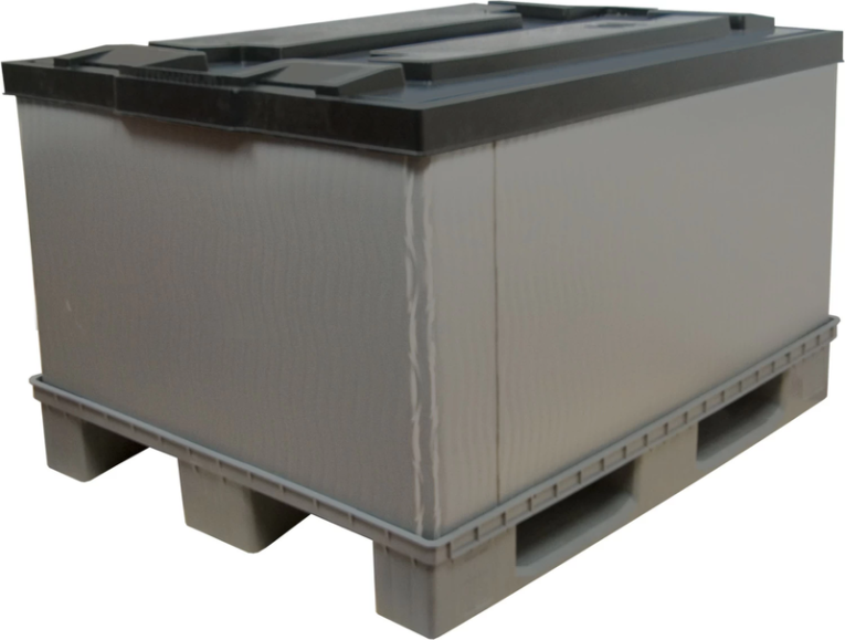 Контейнер 1200х800х860 мм сплошной разборный на п/паллет серый купить в Сыктывкаре Контейнер 1200х800х860 мм сплошной разборный на п/паллет серый купить в Сыктывкаре