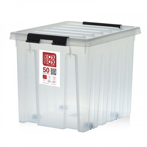 Контейнер Rox Box Original 50 (500х390х390 мм с крышкой и клипсами, на роликах, прозрачный) купить в Сыктывкаре