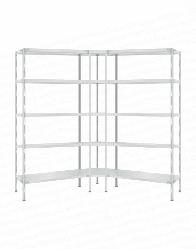 Стеллаж угловой 2000х1500х1500 (5 ярусов глубиной 300мм) купить в Сыктывкаре