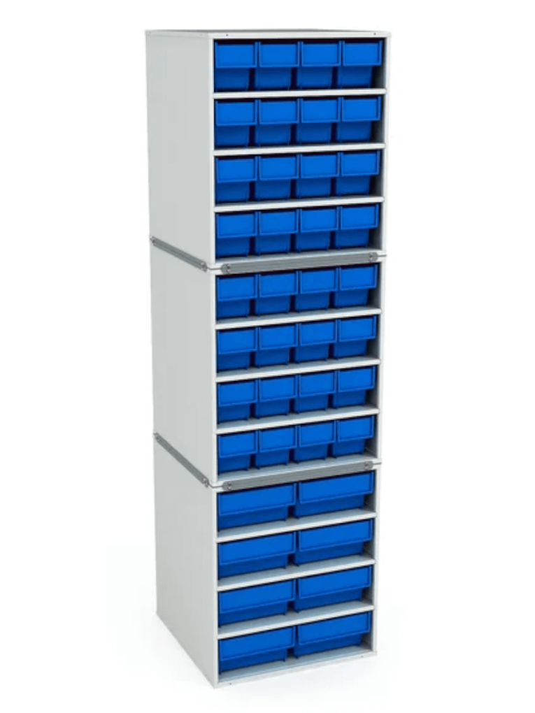 Стационарная кассетница ДиКом (на 3 яруса) с синими ящиками купить в Сыктывкаре