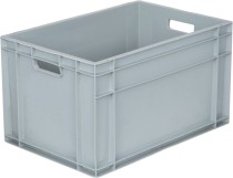 Ящик 600х400х340 сплошной, с ручками, дно с усилением, серый B-4633